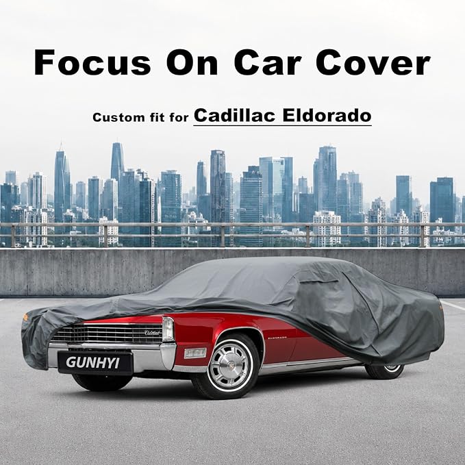 GUNHYI Premium Car Cover Custom Fit Cadillac Eldorado, 16 Layers Heavy Duty Car Cover Waterproof All Weather with Zipper Door for Sun Rain Snow Dust Uv Protection