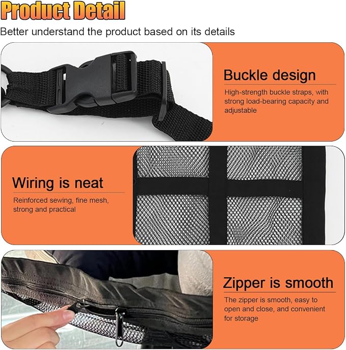 Car Ceiling Cargo Net Pocket, 30" x 21.2" Strengthen Load Bearing & Double-Layer Mesh Vehicle Roof Storage Organizer, Universal Reliable Auto Camping Interior Accessory for Cars Truck SUV
