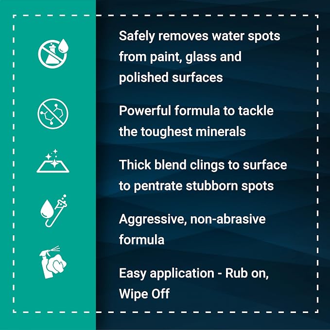Bling Sauce Platinum Spots Sauce, Heavy-Duty Hard Water Spot Remover for Cars, Trucks, SUVs, 24oz. | Heavy duty mineral deposit remover clings to glass, chrome, paint and polished metal to dissolve hard water spots safely