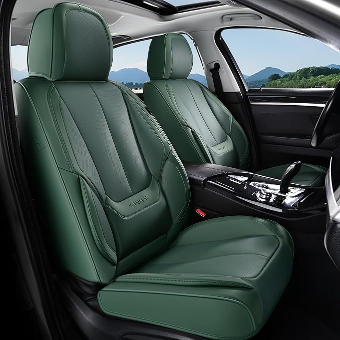 Coverado Car Seat Covers, Seat Covers for Cars, Waterproof Leather Auto Seat Protectors, Leather Car Seat Cushion, Car Interiors Accessories Universal Fit for Most Cars