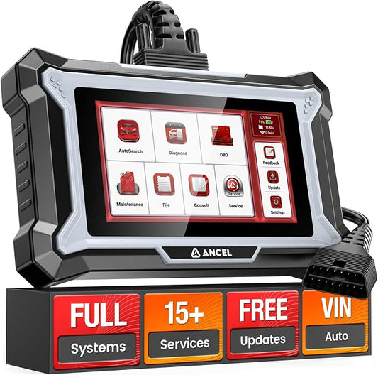 ANCEL DS200 OBD2 Scanner Full System Car Diagnostic Tool, Code Reader with 15+ Reset Services, ABS SRS Transmission Engine Scanner, Oil Reset Battery Matching ABS Bleeding DPF Regen, Lifetime Update