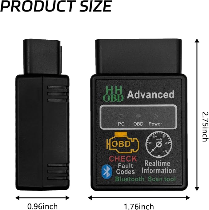 Bluetooth OBD2 Diagnostic Tool, OBD2 Scanner for Car, Wireless ELM327 V2.1 Code Reader, Reset & Clear Engine Fault Code Scanner with Exclusive App, Universal for iOS Android Windows (Black)