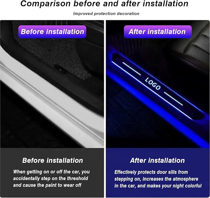 Custom Led Door Sills for Car Magnetic with Logo or Text, 7 Colors/28 Change Modes Cars Door Welcome Courtesy Lights, Auto-Sensing, Wiring-Free Car Pedal Light
