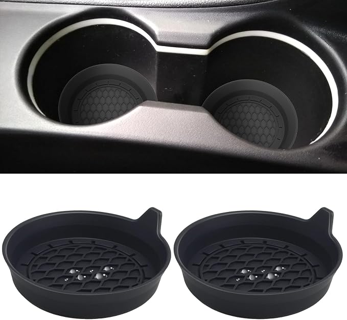 2 PCS Car Cup Coasters, Universal Cup Holder Coaster for Car, Car Accessories Interior for Women and Man, Bling CupHolders Insert for Women Non-Slip Silicone Car Cup Holder Coasters