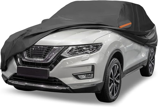 Black Heavy Duty Waterproof Car Cover for SUV 182"-190" - All-Weather UV Protected Outdoor Full Exterior Cover with Sun/Snow/Rain Resistance