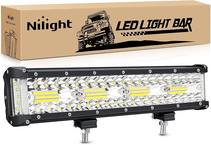 Nilight Side Shooter Light Bar 12 Inch | Triple Row Design, Spot Flood Combo Beam Work Off Road Lighting on Truck SUV ATV UTV