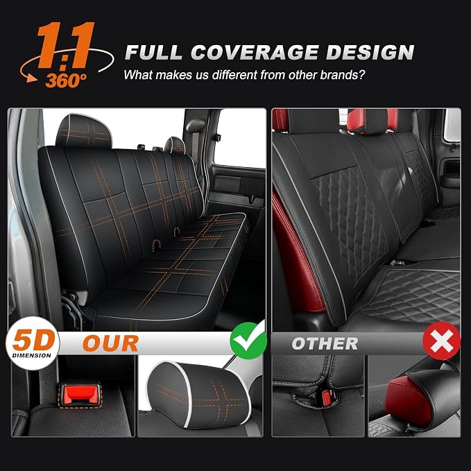 AOMSAZTO Car Seat Cover for Chevy Silverado/GMC Sierra 1500 (1999-2006) - Black with White Trim Full Set Seat Covers