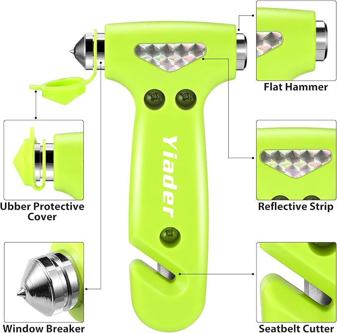 Emergency Escape Hammers, 3-in-1 Window Breaker | window breaker seatbelt cutter, car window breaker tool, glass breaker, car safety hammer