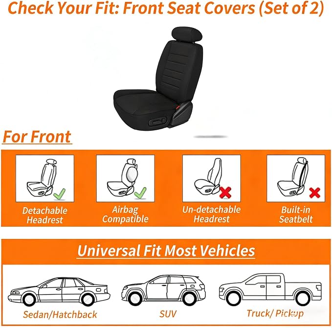 Light Beige Thick Nappa Leather Automotive Front Car Seat Covers Set of 2 | Univerasal Precision Fit,Lumbar Support,3D Contoured,Waterproof,ThickTexture,for most Suvs Trucks Sedans