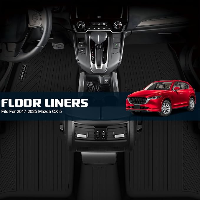 Floor Mats for Mazda CX-5 2017-2025 All Weather Backrest Mat Trunk Mat Protection and Door Sill Guards TPE Rubber Full Set Automotive Floor Liners Waterproof Non-Slip Mazda CX5 Accessories
