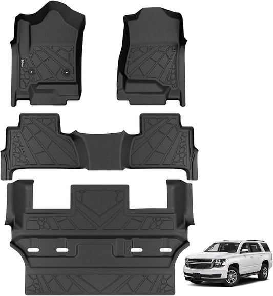 KARPAL Floor Mats for 2015-2020 Chevy Tahoe/GMC Yukon (Not for XL), with 2nd Row Bucket Seats (7seats) Cover Protector, All-Weather TPE Custom Fit Floor Liners Car Accessories