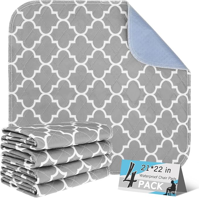 OUTCREATOR® Waterproof Chair Pads for Incontinence 21"x22" (Pack of 4), Washable Reusable Chair Seat Protector Cover,Non-Slip Absorbent Incontinence Pad for Bed,Car,Wheelchair,Adults, Four-leaf Clover