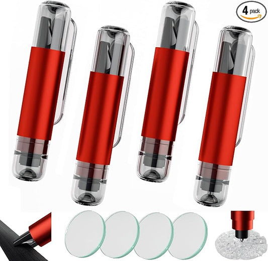 4 Pack Window Breaker Seatbelt Cutter, 2-in-1 Car Window Breaker Tool, Safe Hammer Glass Breaker and Seat Belt Cutter Underwater, Emergency Escape Tool with Test Glass for Automotive Accidents, Red