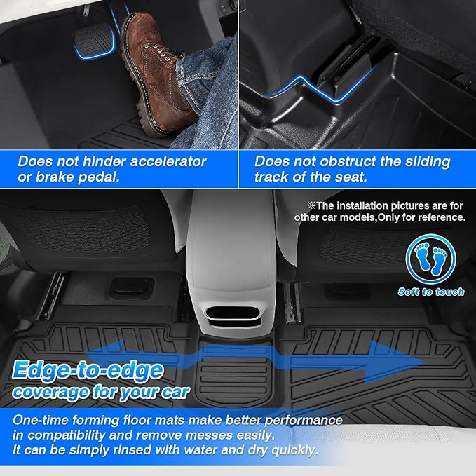 Cartist Floor Mats Fit for Rivian R1T 2022 2023 2024 2025 Accessories All Weather R1T Floor Mat Liner Carpet Protection TPE Heavy Duty (Not Fit for R1S)