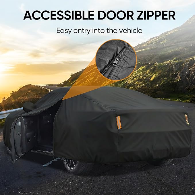 Car Cover Custom Fit for Ford Mustang 1994-2026, Outdoor Waterproof All Weather Heavy Duty Full Exterior GT Cover for Sun Rain Snow UV Dust Protection with Door Zipper
