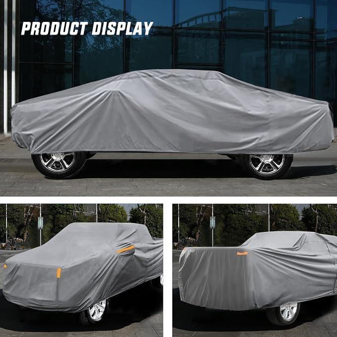 Nilight Car Cover Waterproof All Weather, Heavy Duty Outdoor Rain Sun UV Protection with Zipper Cotton, Extra Thick, Universal Fit for Trucks (Up to 228", Max Cab Length 144")