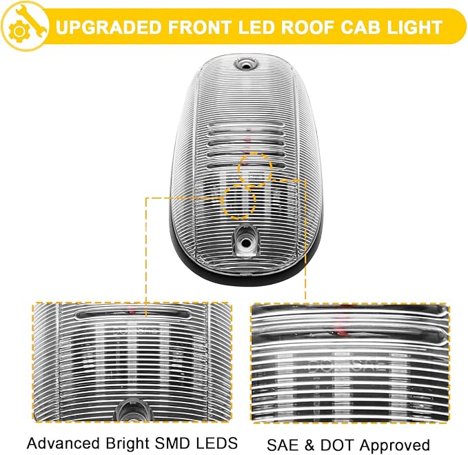 R&F Auto Cab Lights for 2003-2018 Ram 1500 2500 3500 Top Roof Running Lamps | For 15-23 Challenger LED Red Tail Rear Bumper Reflector Powered by 80-SMD LED Chips|Super Brightness|3D Lighting