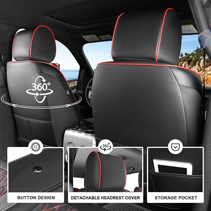 Umbrauto Leather Seat Covers for Silverado/Sierra, Waterproof Custom Full Set Seatcovers for Chevy Silverado/GMC Sierra 2007-2013 & 2019-2026 1500, 2020-2026 2500HD 3500HD Crew/Double/Extended Cab