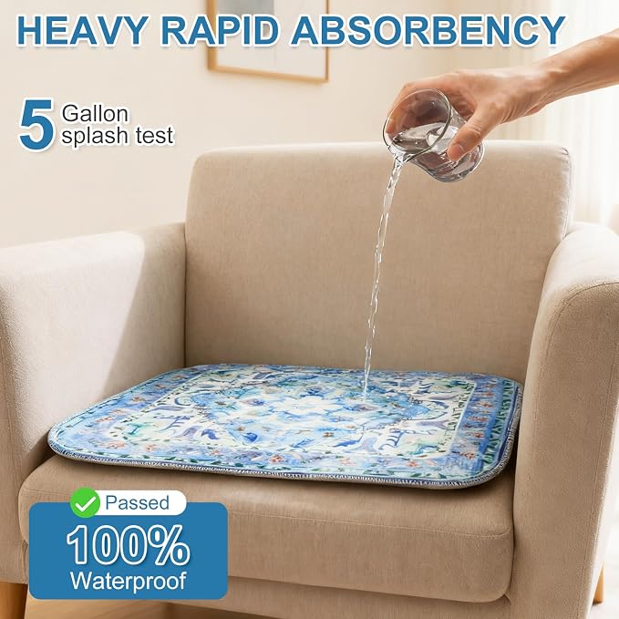 OUTCREATOR® Waterproof Chair Pads for Incontinence 21" x 22" (Pack of 4),Washable Reusable Chair Seat Protector Cover,Non-Slip Absorbent Incontinence Pad for Bed,Car,Wheelchair,Adults,Kids,Pets