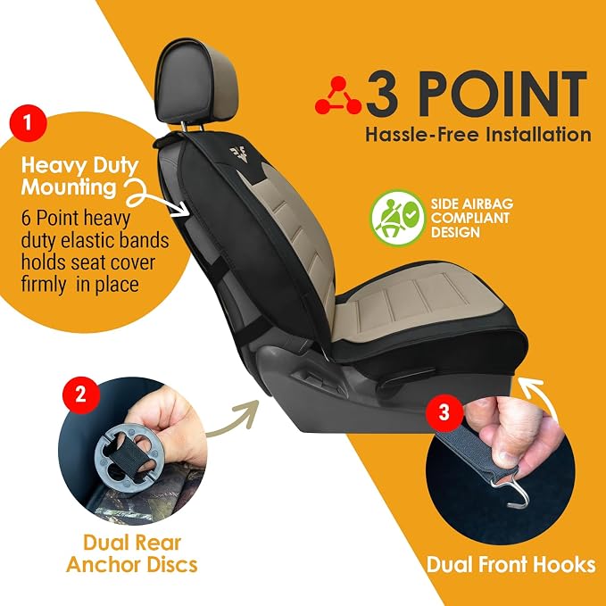 LPI Truck Heavy Duty Premium Truck Seat Covers for Full-Size Truck SUV, Padded Seat Cover with Bottom Wrap-around, Front Seat Protector; Front & Rear Storage Pockets, Waterproof, 2 pc