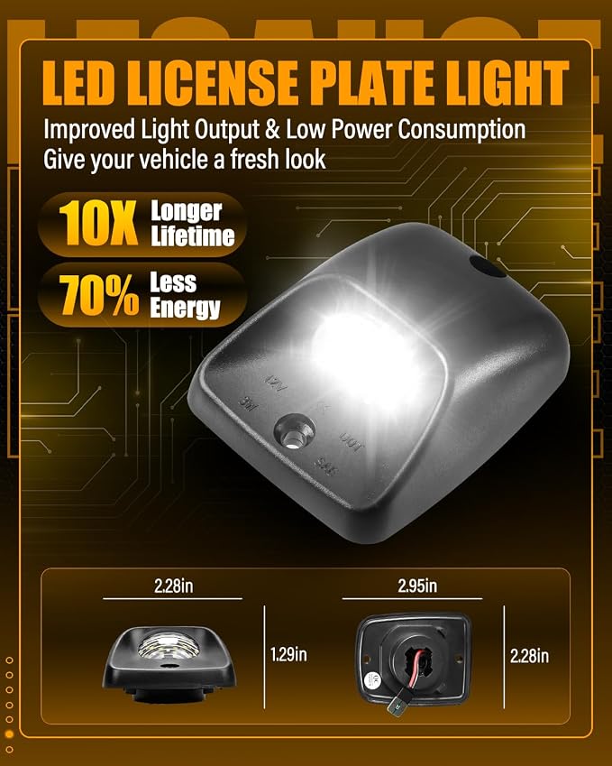 LESAUCE Upgraded License Plate Lights Compatible with 1995-2004 Toyota tacoma, 6000K White, Smoke Lens, Tag Lamp Assembly Replacement, IP68 Waterprooof, Pack of 2