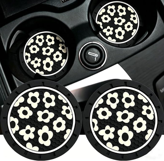 2Pcs 2.75 Inch Flower Car Cup Holder Coaster Insert Tough Auto Flower Car Accessories
