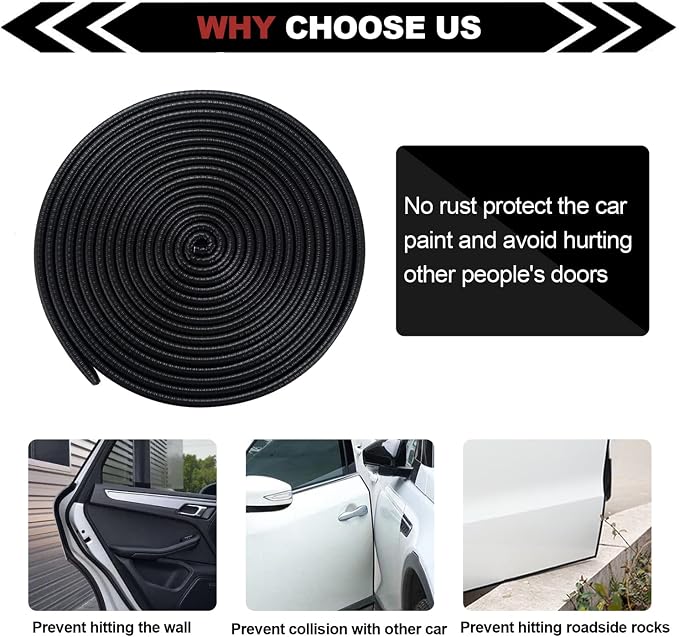 Car Door Edge Protector,Rubber Car Door Protectors No Glue Car Accessories Rubber U Shape Car Trim Door Protectors Seal for Sedan, Trucks, SUV, ATV, Boats(Gray,16.4FT)