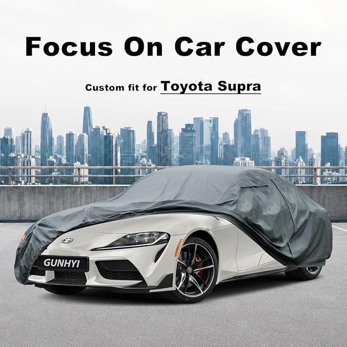 GUNHYI Premium Car Cover Custom Fit Toyota Supra(2019-2026), 16 Layers Heavy Duty Car Cover Waterproof All Weather with Zipper Door for Sun Rain Snow Dust Uv Protection