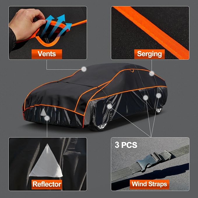Kayme Hail Protector SUV Car Cover，Anti Hail Thickened Multi-Layered EVA Car Cover Waterproof All Weather with Wind Straps, Outdoor Hail Protection Cover, Fit SUV Jeep-Length (182 to 191 Inch)