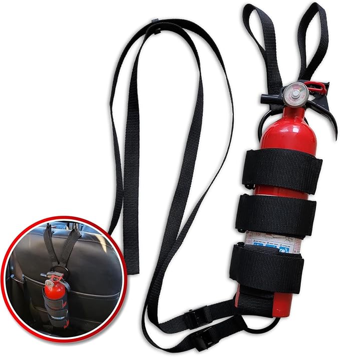 Badass Moto Car Fire Extinguisher Mount - Automotive Fire Extinguisher Mount for Vehicle Car Seat Headrest - Tool Free Seat Back Strap Install. Safety Kit Accessories for Jeep, Truck & SUV - 3 Pack