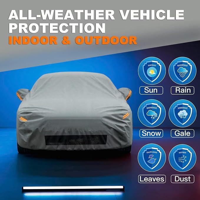 Kayme Heavy Duty Car Cover Waterproof All Weather, Custom Fit for Tesla Model 3, Outdoor Full Exterior Cover with Charging Port and Breathable Ventilation Mesh, Sun and Rain Protection.