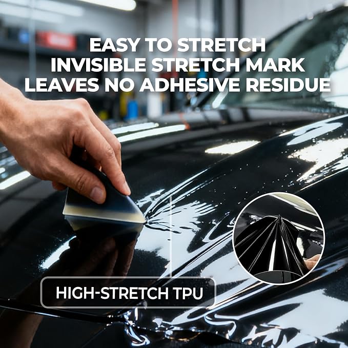 Rockrose Ultra Gloss TPU Black PPF Film for Car Paint Protection 24 in x 50FT Self-Healing, UV Protection, Scratch & Stain Resistant, Hydrophobic, Wet Installation, Strong Adhesive, 7.5 mil Thickness
