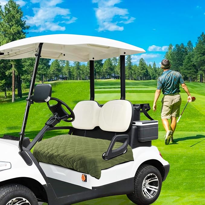 YOKYHOM Golf Cart Seat Covers, Thickened Short Plush Seat Towel Blanket with Non-Slip Backing, Soft & Heavy Duty, Fits Most 2 & 4 Passenger EZGO Yamaha Club Car, 51"x30.5", Grass Green