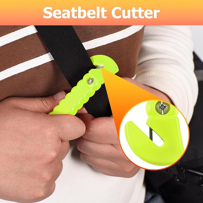 MOTORBUDDY 2-Pack Car Safety Hammer Seatbelt Cutter,Auto Emengency Escape Tool with Windows Glass Breaker, Escape Tool for Car Accidents,Grow in The Dark
