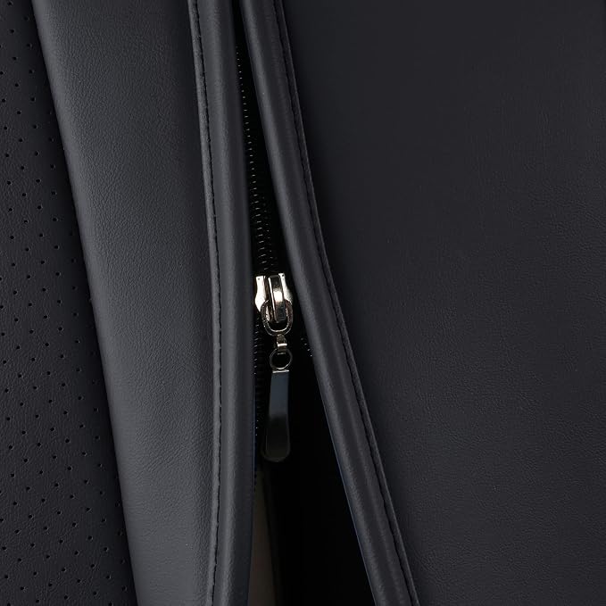 Huidasource Fit for GMC Sierra/Chevy Silverado Rear Seat Cover, Thickened Split Nappa Leather Truck Back Seat Cover 2007-2013&2019-2026 1500, 2020-2026 2500HD 3500HD Crew Cab WT LS LT, Black＆White