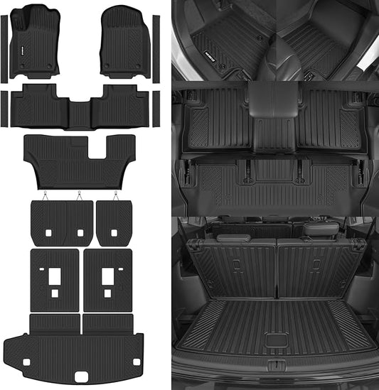 Naibeve Floor Mats for 2013-2015 Dodge Durango 7 Seats 2nd Row Bench Seat | All Weather Custom Fit Floor Mats, Cargo Mat, 2nd/3rd Row Backrest Mats, Door Sill Guards Interior Protector accessories