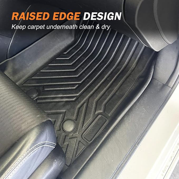 KUST Floor Mats for 2018-2023 Toyota Tacoma Double Cab (Automatic Only) | With Door Sill Protectors, Front Rear Car Mats Accessories, TPE Rubber, Raised Edge, Extra Heel Pad Plate