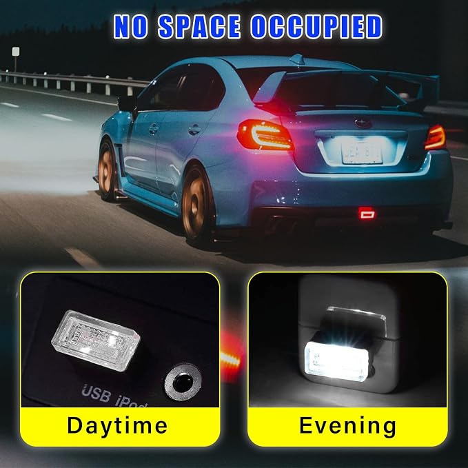 Augeny 4 PCS USB LED Car Interior Atmosphere Lamp, Plug-in USB Decor Night Light, Portable Auto Ambient Lighting Kit, Universal Vehicle Interior Accessories for Most Cars (White & Red)