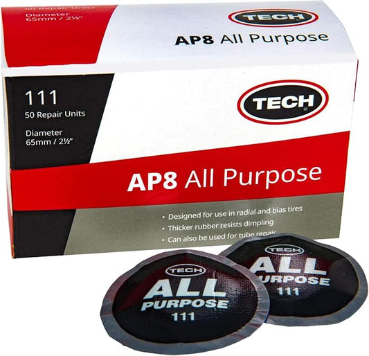 TECH Tire Repairs AP8 Round All Purpose 2 1/2" (65mm), Box of 50