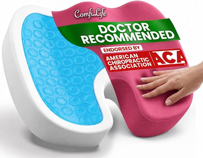 ComfiLife Premium Gel & Memory Foam Seat Cushion – Doctor Recommended Office Chair Cushion, Car Seat Cushion – Chair Cushions for Back & Sciatica Pain Relief – Seat Cushions for Office & Desk (Pink)