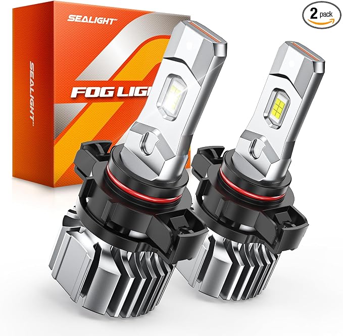 SEALIGHT 5202 LED Fog Light Bulbs, 44000LM Super Bright 5202 5201 PS19W PS24W Fog Light LED Bulbs, 6500K Cool White Plug & Play, 984FT Penetration, 70,000H Lifespan, Pack of 2