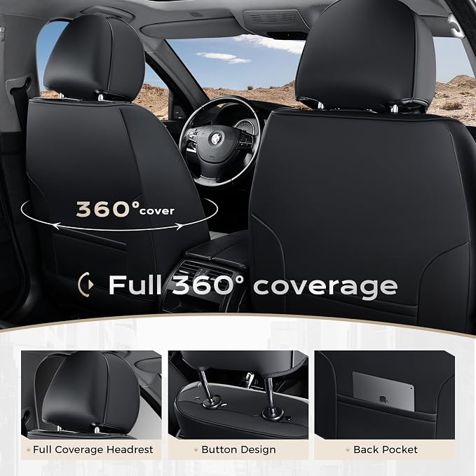Coverado Car Seat Covers Front Seats, Seat Covers for Cars, Car Seat Protector, 2-Pack Car Seat Cushion Nappa Leather, Waterproof Seat Covers Carseat Cover Universal Fit for Most Cars(Purple&Black)