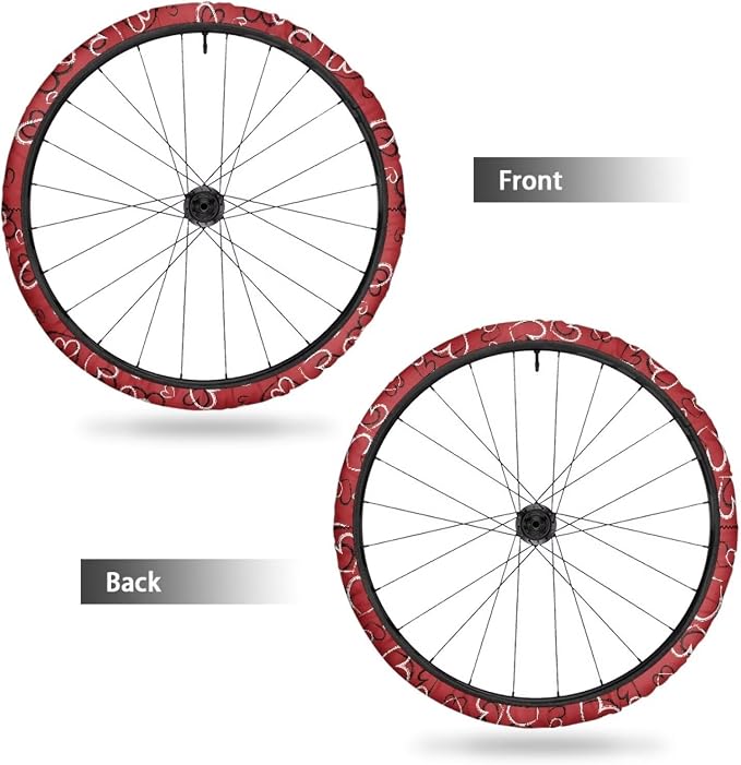 Cute Red Heart Wheelchair Wheel Covers for Valentines Day 2 PCS Wheelchair Tyre Covers Neoprene Wheel Cover for Transport