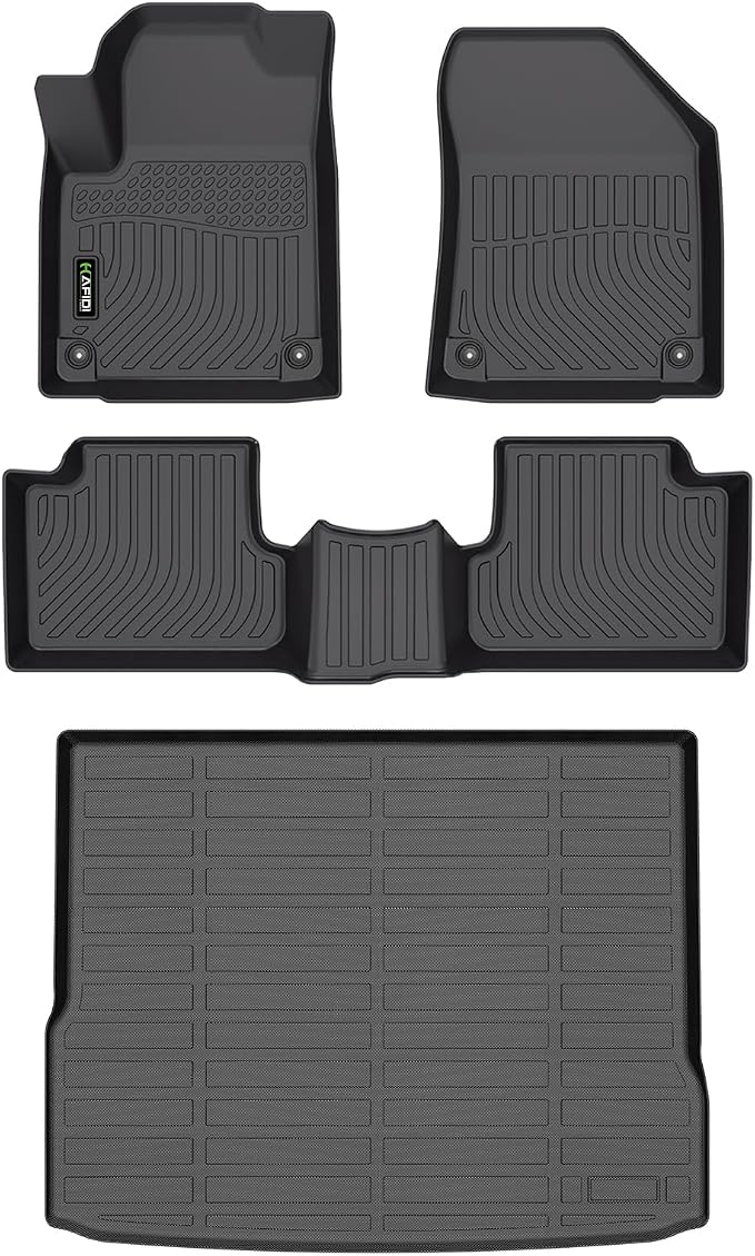 HAFIDI® Floor Mats & Cargo Liner Set Fit for 2019-2023 Jeep Cherokee (Not for Grand Cherokee & L or WK) All Weather Protection TPE Anti-Slip Automotive Full Set Floor Liners Custom Accessories - Black
