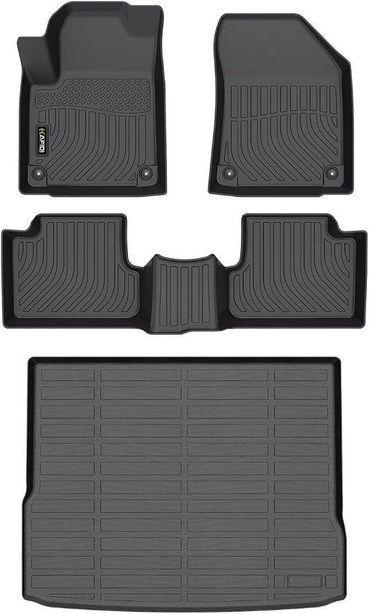 HAFIDI® Floor Mats & Cargo Liner Set Fit for 2019-2023 Jeep Cherokee (Not for Grand Cherokee & L or WK) All Weather Protection TPE Anti-Slip Automotive Full Set Floor Liners Custom Accessories - Black