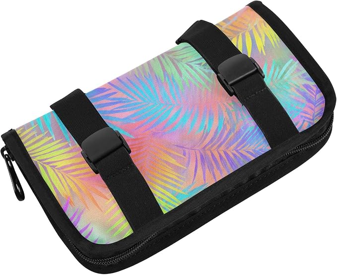 Car Tissue Holder Car Napkin Holder Tissue Box Dispenser Storage Case Sun Visor Mask Holder Accessories with Adjustable Straps Reusable Refillable Rainbow Palm Leaf Vibrant Tropical