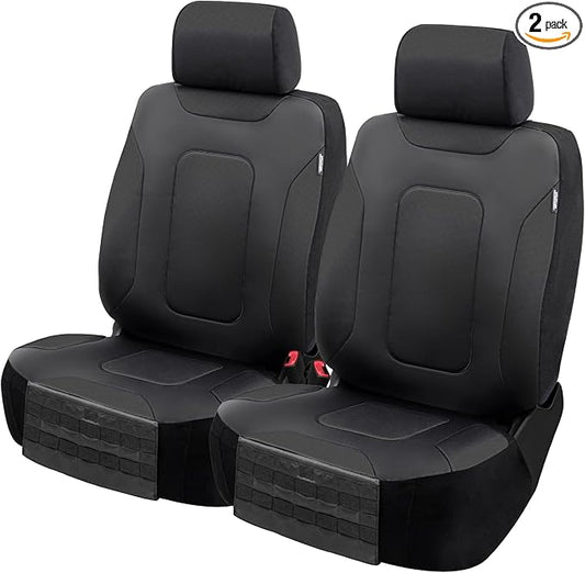 LPI Truck Colton Heavy Duty Truck Seat Covers for Front Seats, Fits Full-Size SUV or Truck, Built-in Molle Style Organizer, Semi-Custom Fit, Faux Leather, 2pcs, Black