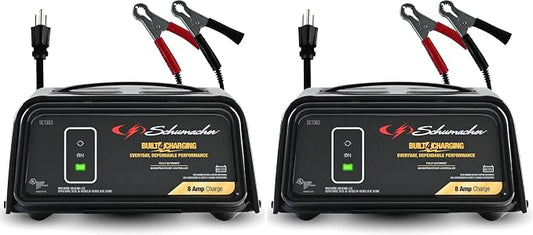 Schumacher Electric 8A Car Battery Charger and Maintainer, 3-in-1 Solution, for 6V/12V Power Sport, Automotive, and Marine Batteries, SC1363 (Pack of 2)