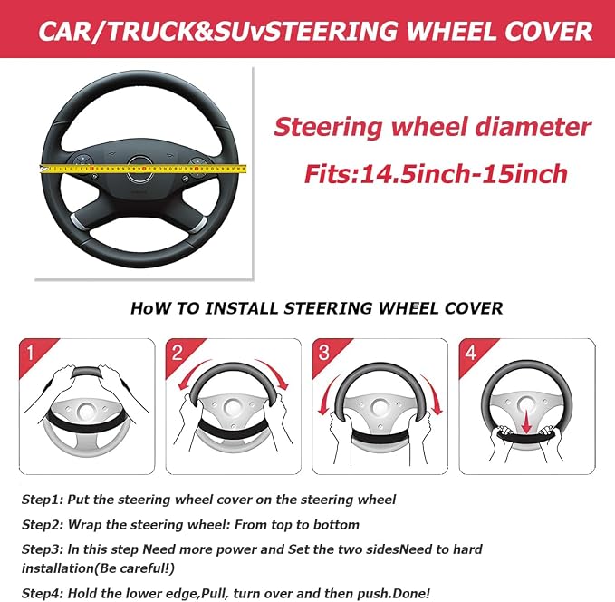 Mandark Car Steering Wheel Cover, Suede Sport Vehicle Steer Wheel Protector Fitting 15 Inch, Non-Slip Comfortable Automotive Interior Decoration Accessories, Universal for Most Cars (Blue)