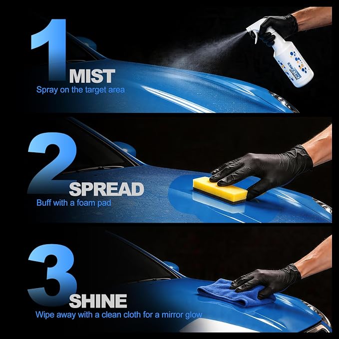 Waterless Car Wash Spray: Ceramic Shine for Cars Trucks and SUVs, 16.9 oz | Ceramic Coating + Quick Detailer Cleans And Shines Paint Glass And Wheels Without Pre-Washing For Hydrophobic Protection.